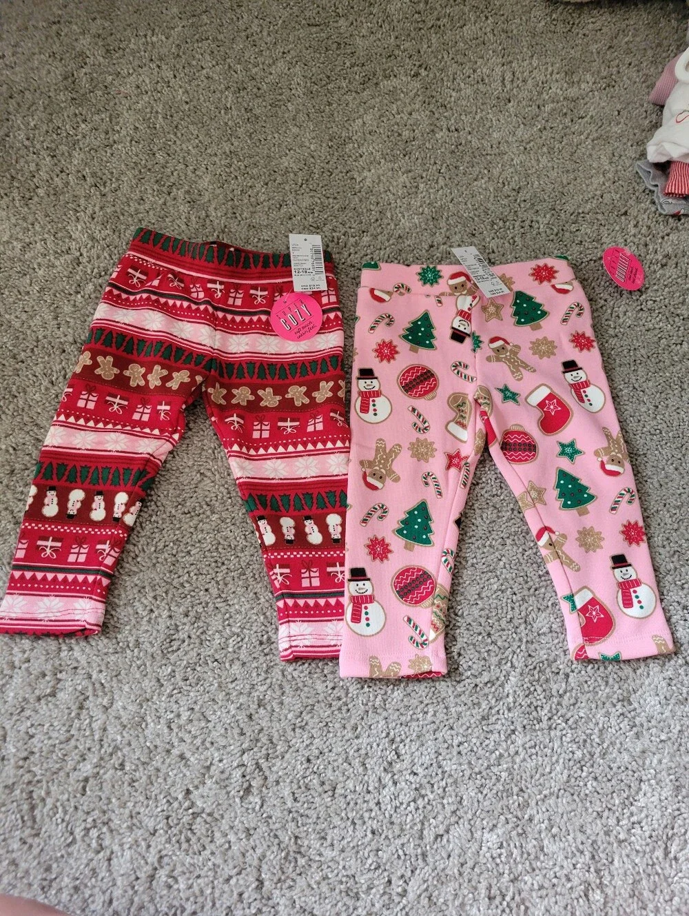 NWT Children's Place Fleece Lined Christmas Pants 12-18mo